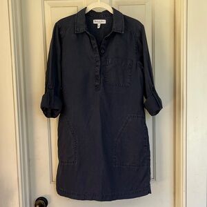 Michael Stars Eleanor Linen Shirtdress in Navy